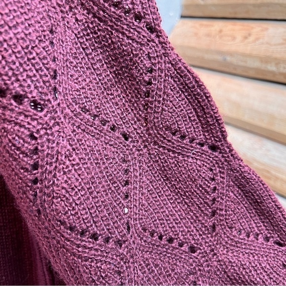 MAURICES Burgundy Knit Sweater w/Decorative knit on sleeves & front of body. - Picture 2 of 5